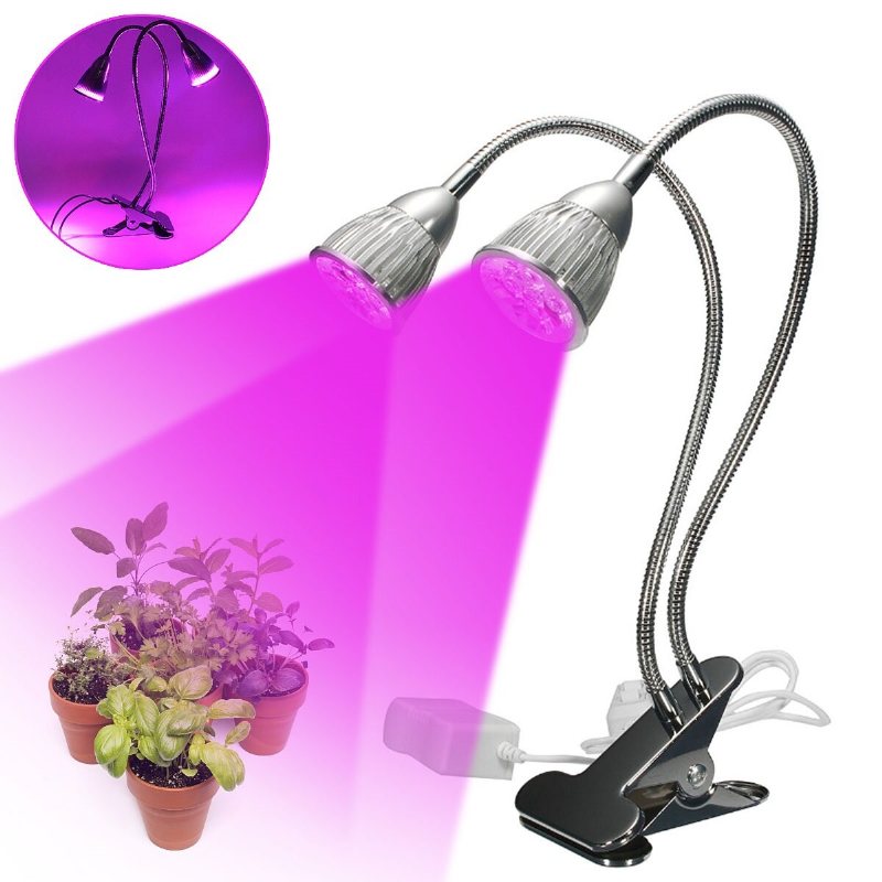 10w Dual Head Full Spectrum Led Grow Light Clip Kit För Inomhusväxt Hydroponics Us Plug 110-240v