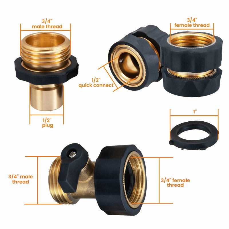 3/4' Trädgårdsslang Snabbkoppling Vattenslang Passar Mässing Hona Hane Connector Set