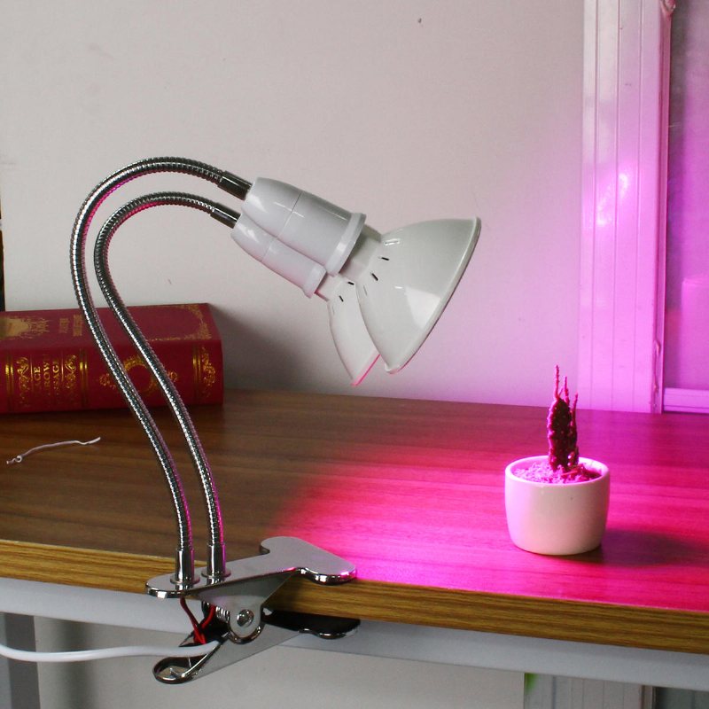 30 cm Justerbar Lamphållare Med Dubbla Huvudklämma Glödlampsadapter Med På/av-brytare För E27 Led Grow Light