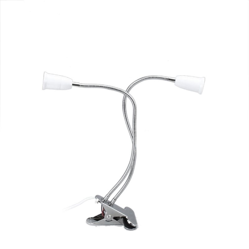 40cm E27 Flexibel Dual Head Clip Lamphållare Glödlampsadapter Med På/av-brytare För Led Grow Light