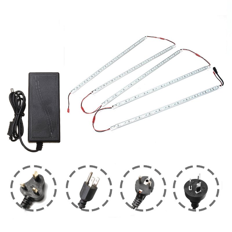5 St 50cm Smd5050 Icke-vattentät 5:1 Led Strip Light + 5a Nätadapter För Grow Plant Garden Dc12v