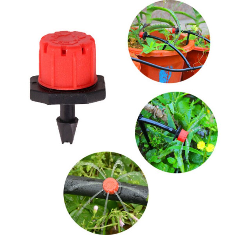 50 St 8 Uttag Red Drip Justerbar Flow Dripper Micro Sprinklers