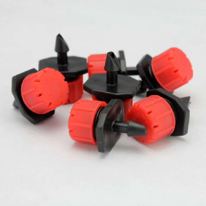 50 St 8 Uttag Red Drip Justerbar Flow Dripper Micro Sprinklers