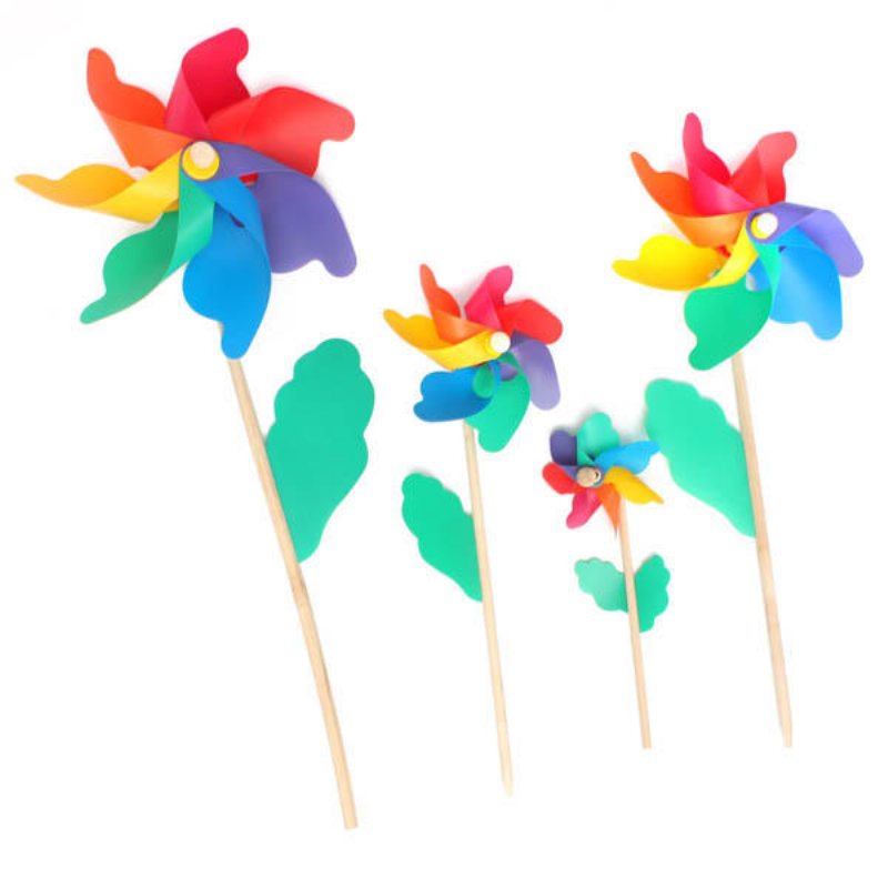 Färgglad Pvc Trä Väderkvarn Hemmaträdgård Party Bröllopsdekoration Kid Toy