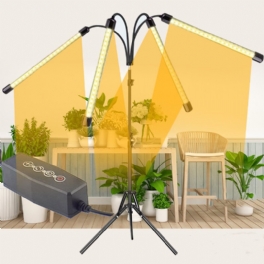 Fjärrkontroll 4 Heads Led Grow Light Plant Odling Lamp Lights Med Stativ För Inomhusväxter