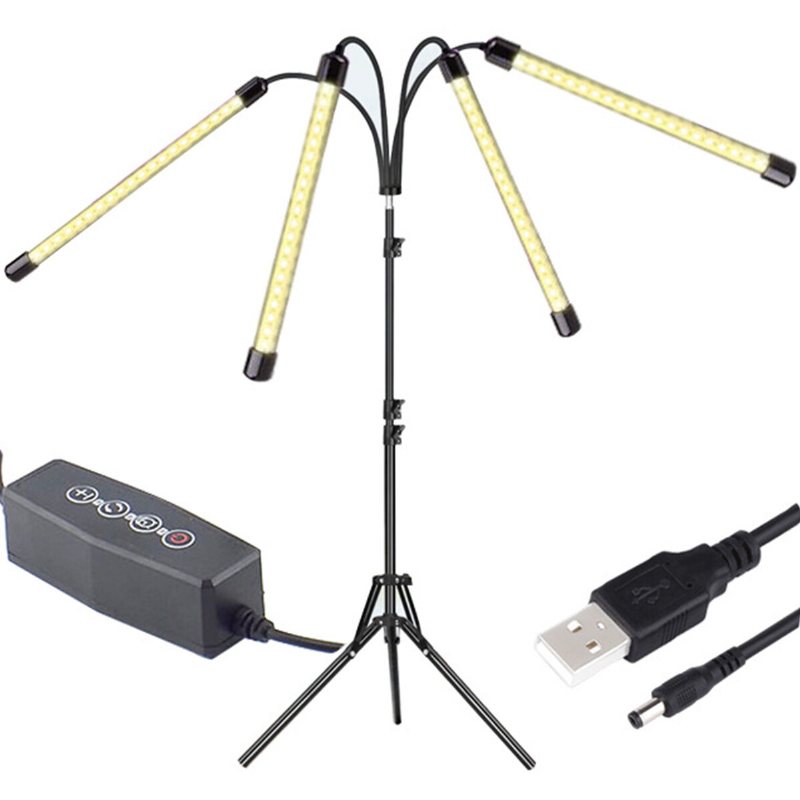 Fjärrkontroll 4 Heads Led Grow Light Plant Odling Lamp Lights Med Stativ För Inomhusväxter