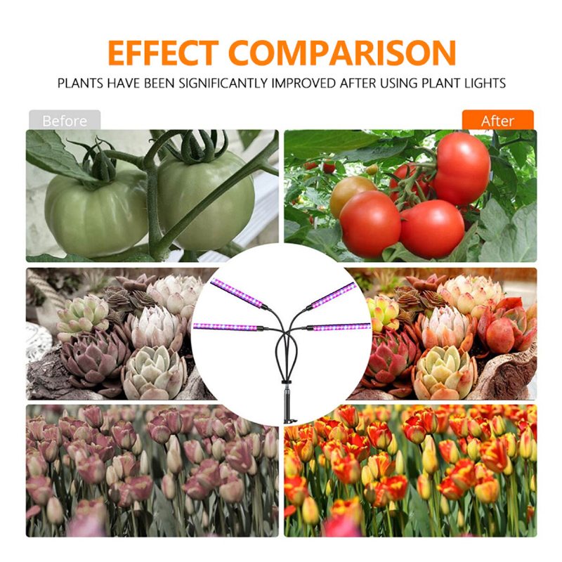 Fjärrkontroll 4 Heads Led Grow Light Plant Odling Lamp Lights Med Stativ För Inomhusväxter