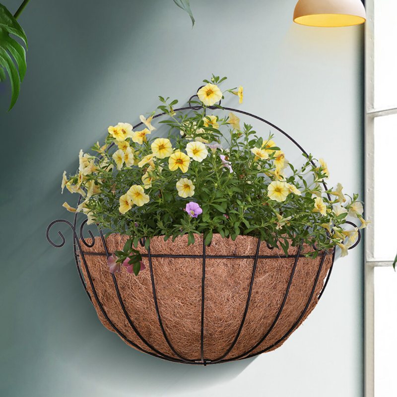 Halvcirkel Blomkorg Plant Krukhållare Vägghängande Korgar Metall Blomkruka Planteringskärl För Hemträdgård Balkong Dekorationsbehållare