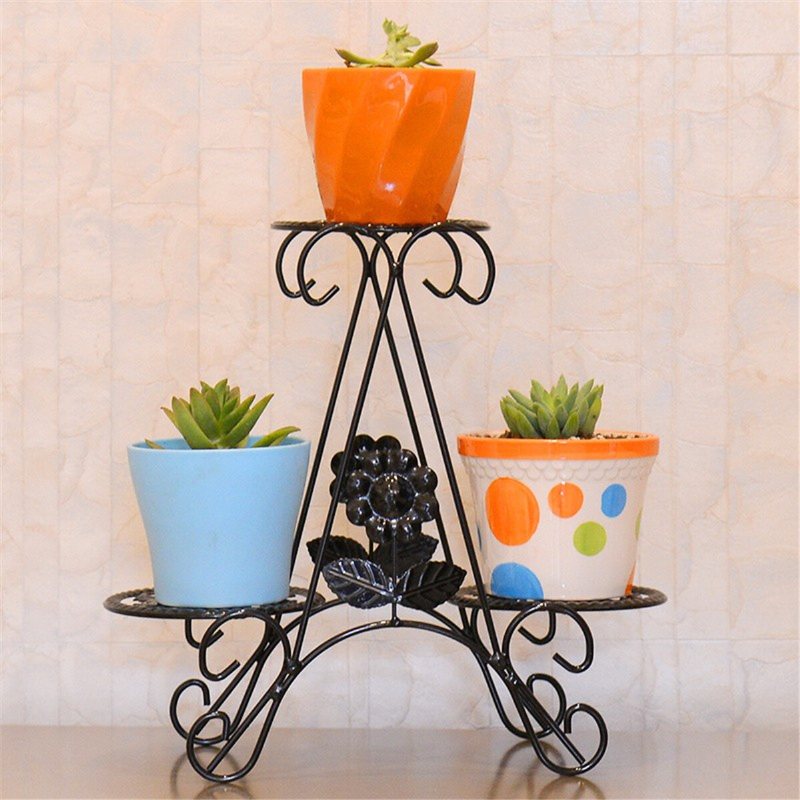 Inomhus Utomhus Metall Plant Stand Rack Golvstående Hem Trädgård Dekoration