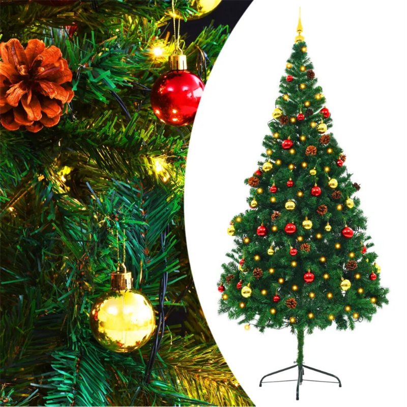 Konstgjord Julgran Xmas Tall Med 200 Lysdioder Enkel Montering Premium Gran Med Metallstativ Och 910 Grenar För Hemmakontorfestsemester Utomhusdekoration Inomhus
