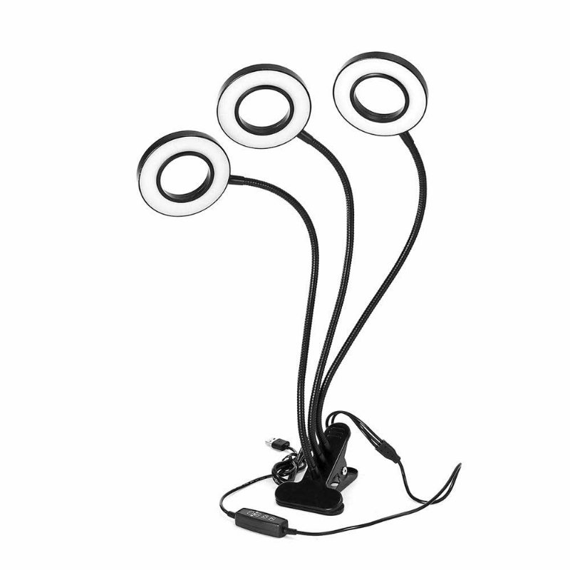 Lustreon Usb 18w 3heads Clip-on Grow Light Dimbar Timing Plant Lampa För Inomhusblomma Dc5v