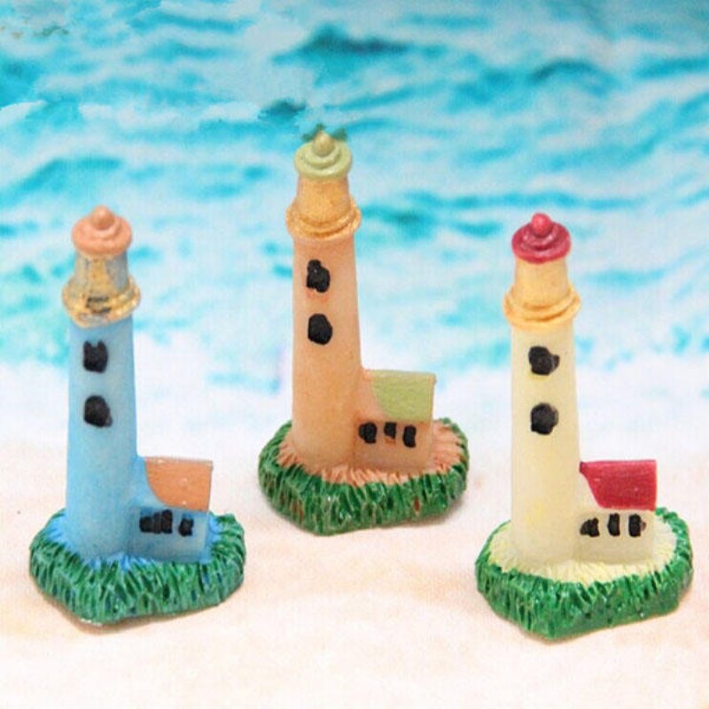 Mini Resin Lighthouse Micro Landskapsdekorationer Trädgård Diy Dekor