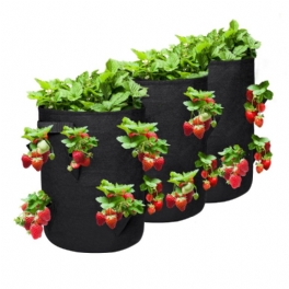 Odlingspåsar Jordgubbsplanteringspåsar Med Flik Och Handtag 3-pack 10 Gallon Växtkrukor Av Kraftigt Tyg För Tomat Morot Lök Frukt Blomma Och Grönsaker