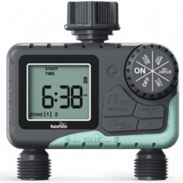 Rainpoint Sprinkler Timer Automatiskt Bevattningssystem Utomhus Vattentimer 2 Zoner Slangkran