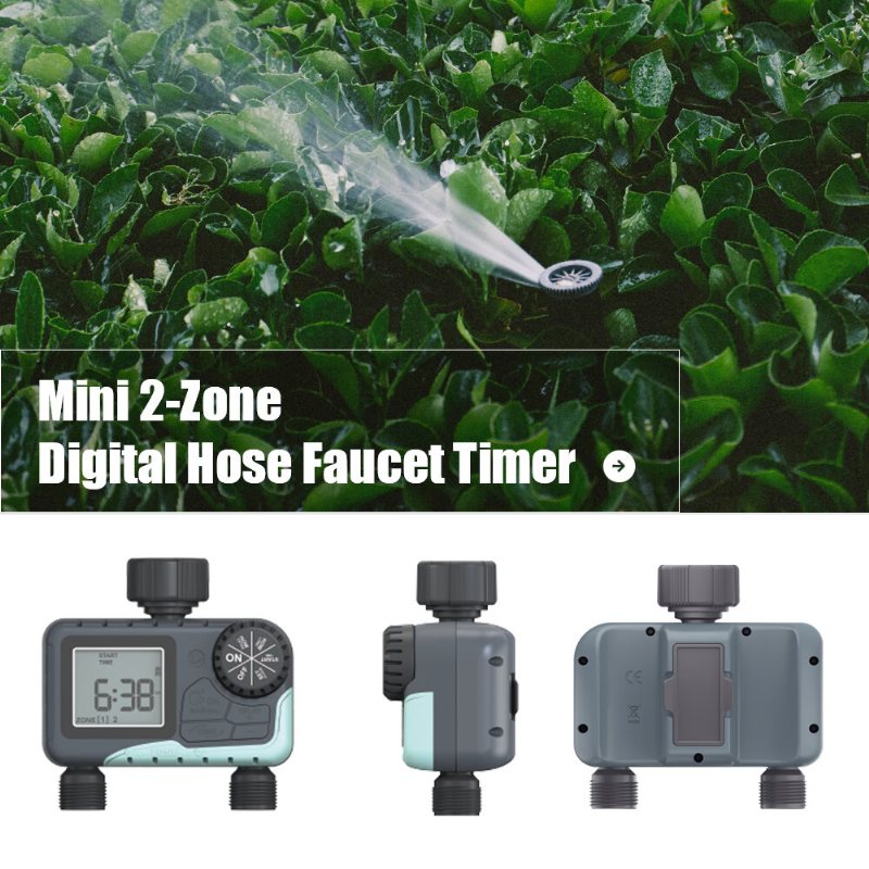 Rainpoint Sprinkler Timer Automatiskt Bevattningssystem Utomhus Vattentimer 2 Zoner Slangkran