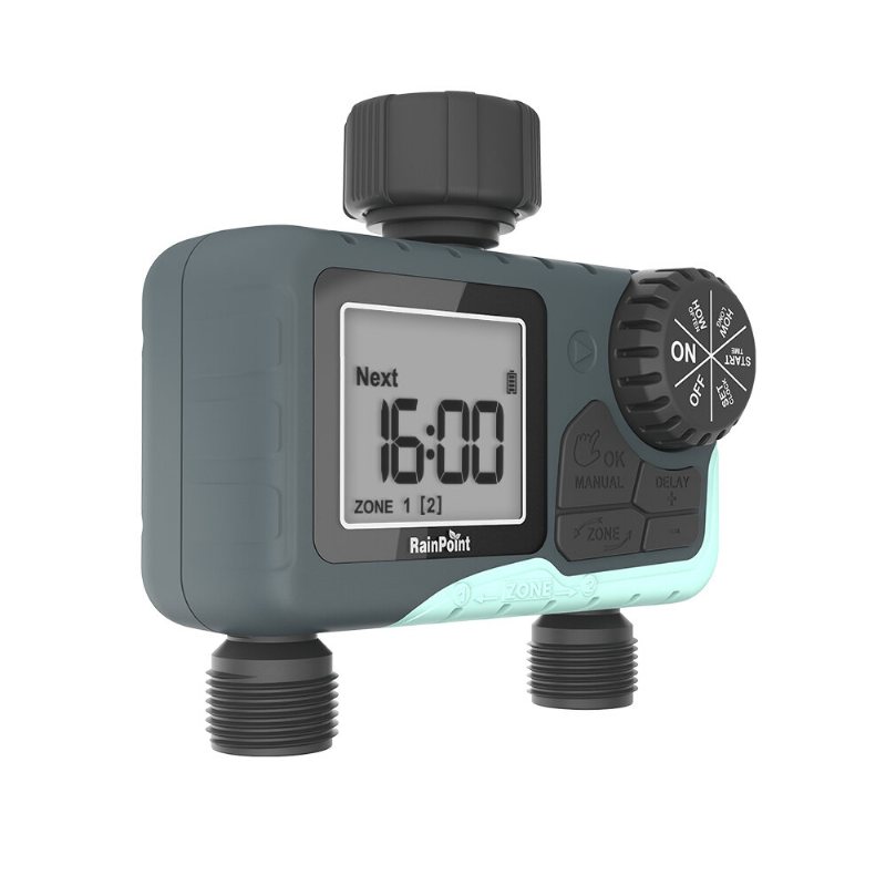 Rainpoint Sprinkler Timer Automatiskt Bevattningssystem Utomhus Vattentimer 2 Zoner Slangkran