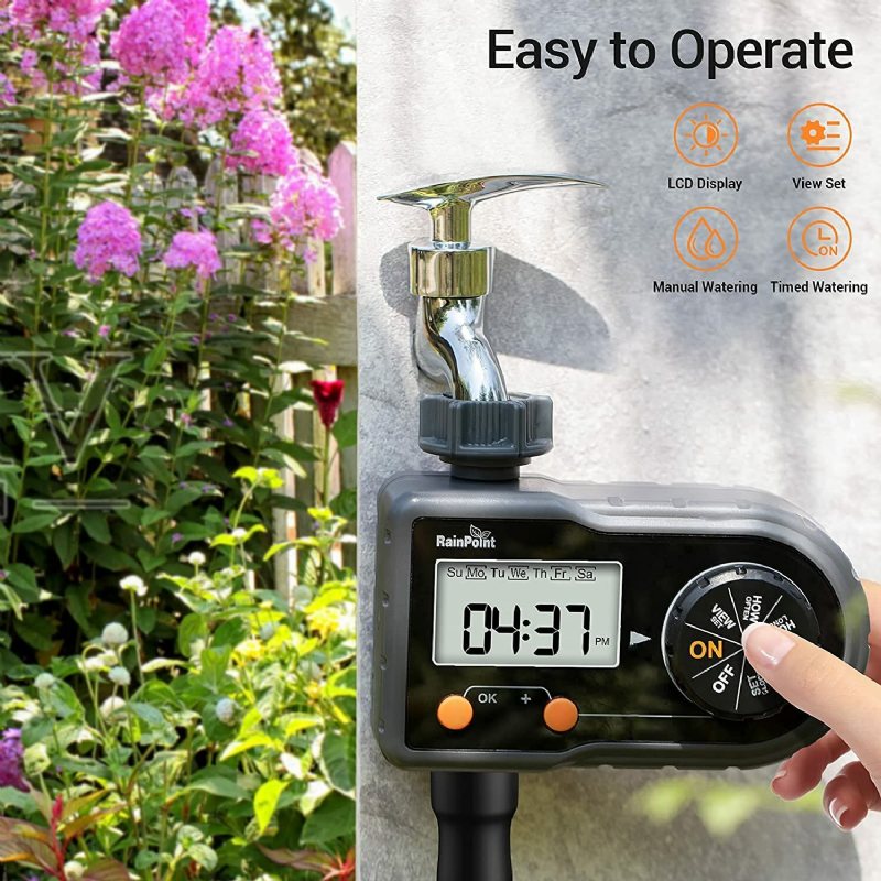 Rainpoint Sprinklertimer Timer För Vattenslang Med 3 Program Digitalt Bevattningstimersystem Med Vecka/dag Cykelfrekvens Manuellt/automatiskt Läge