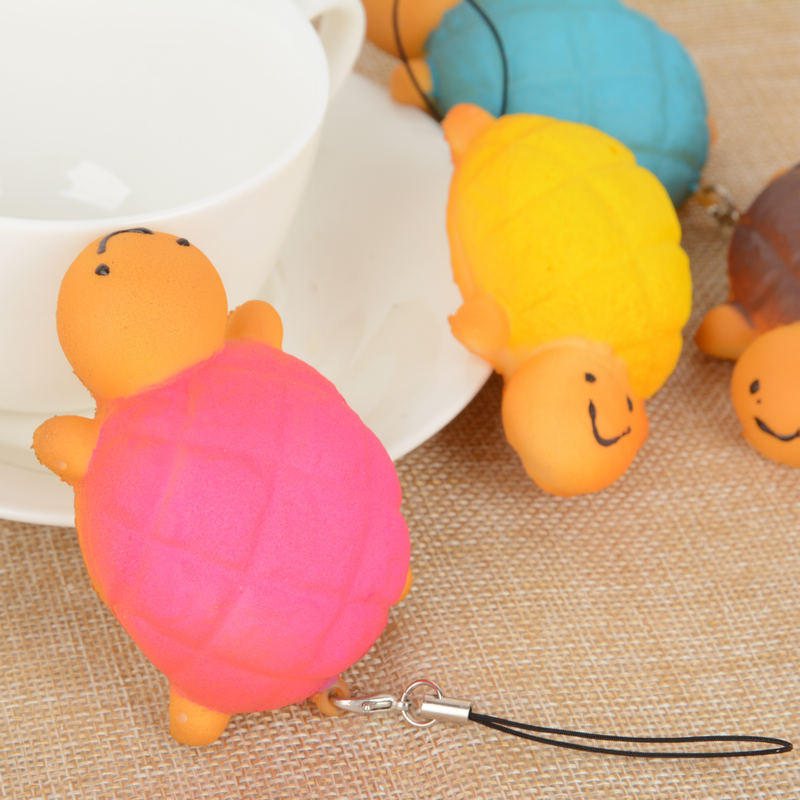 1 Stk 10x13cm Slumpmässig Kawaii-sköldpaddaform Squishy Toy Mobiltelefonkedja