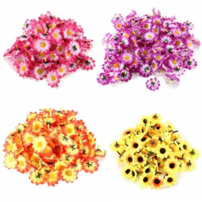 100 St Artificiella Daisy Gerbera Heads Silke Blommor Bröllop Födelsedagsfest Dekorationer