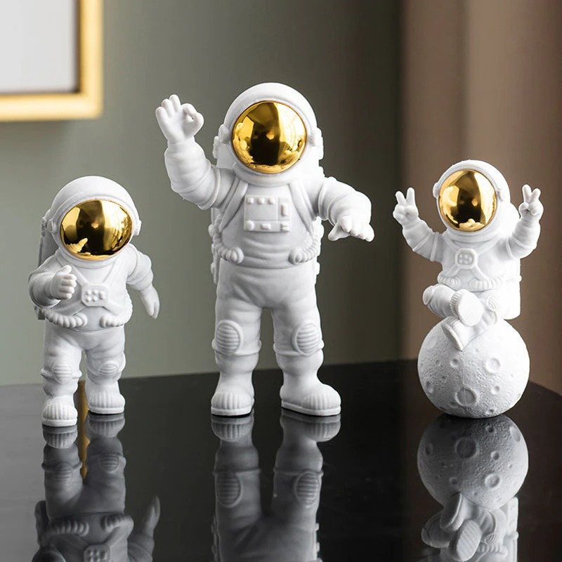 Astronaut Och Moon Resin Dekor Actionfigurer