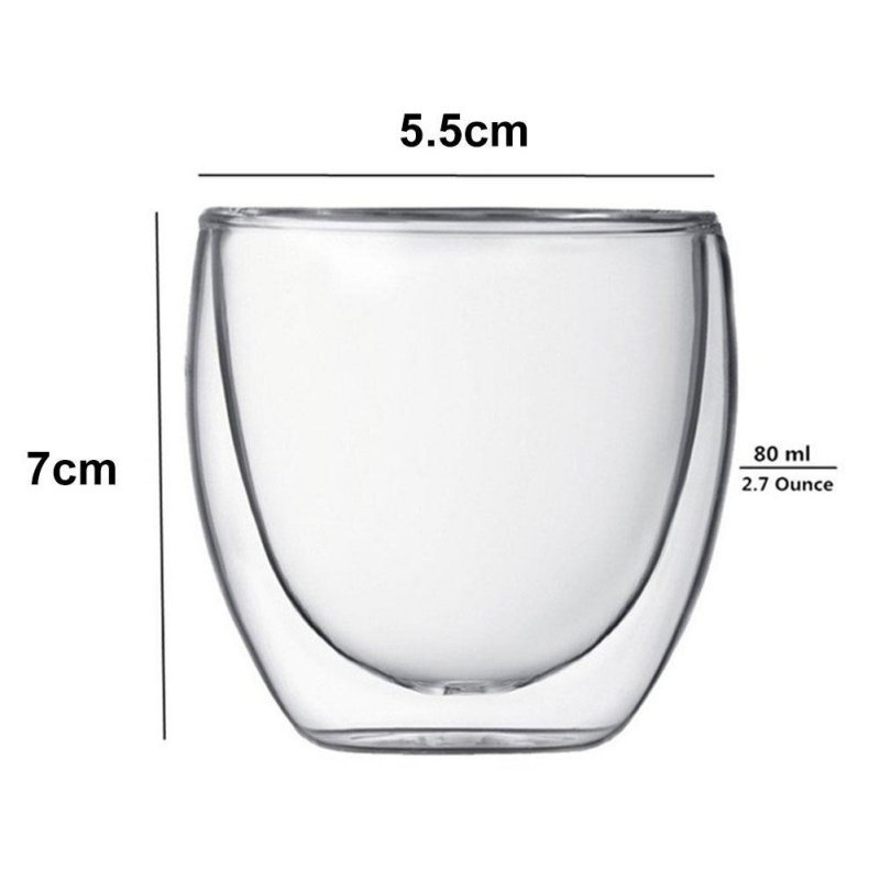 Espressokoppar Set 80ml 2.7oz Dubbelväggig Värmeisolerad