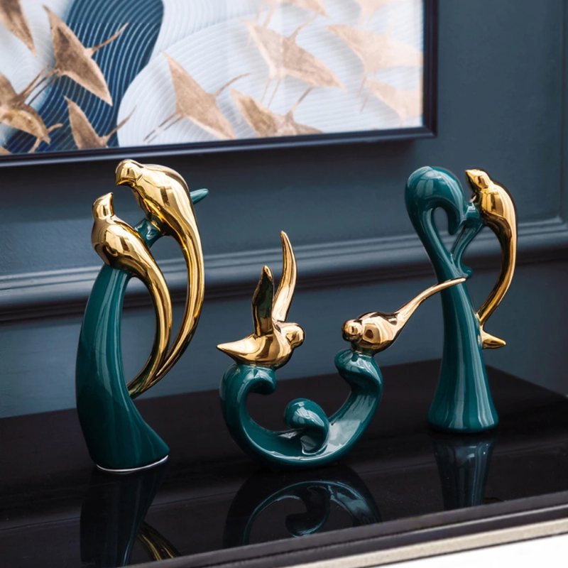 Fågel Kärlek Staty Modern Abstrakt Design