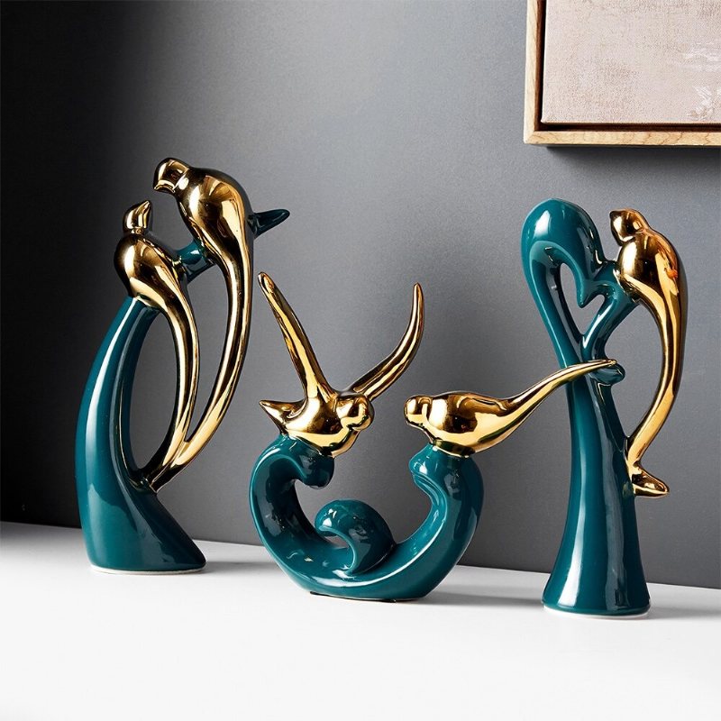 Fågel Kärlek Staty Modern Abstrakt Design