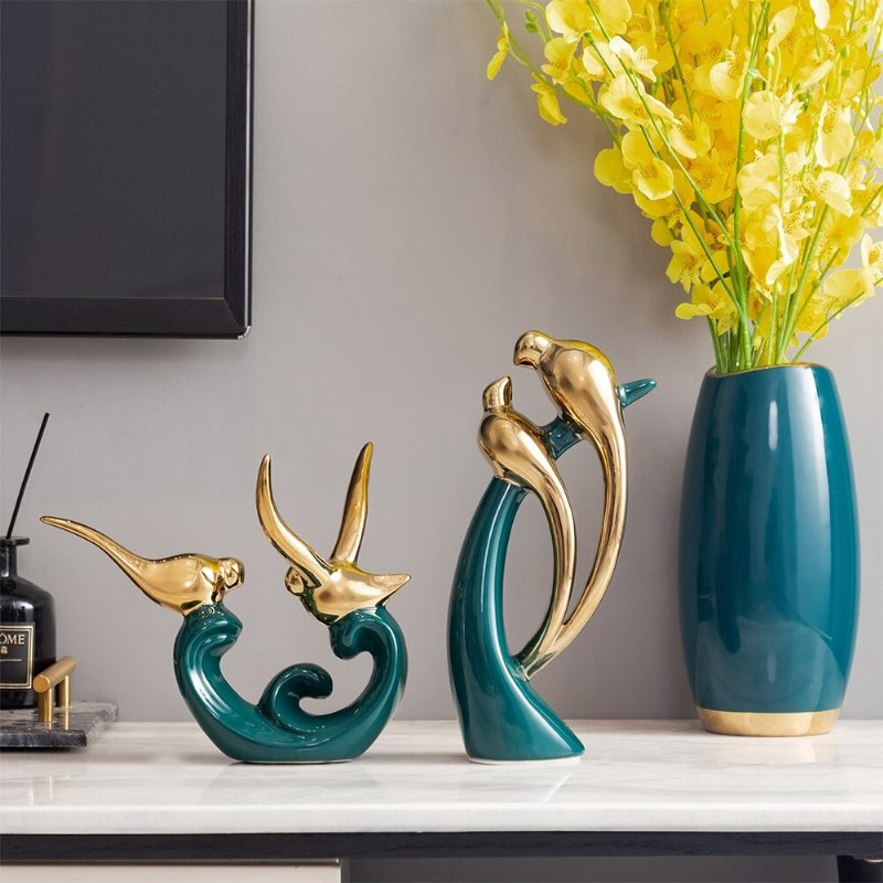 Fågel Kärlek Staty Modern Abstrakt Design
