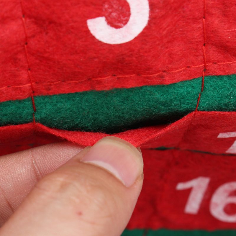 Filt Jul Advent Vägghängande Kalenderfickor Tomte Ren Snögubbe Dekorationer