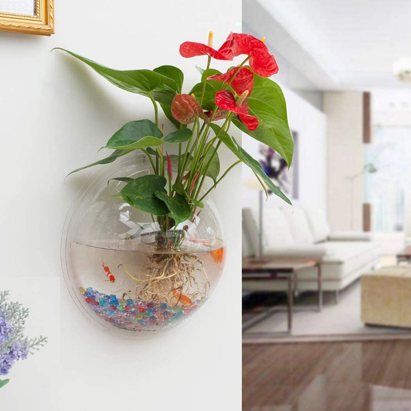 Fish Tank Aquarium Väggmonterad Akryl Pot Bowl