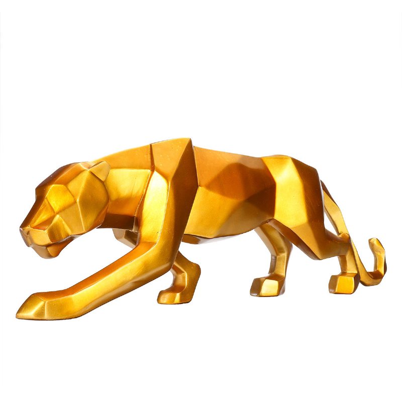 Geometrisk Leopard Konst Skulptur Staty Figur Ornament Resin Panther Hemmakontor Dekorationer