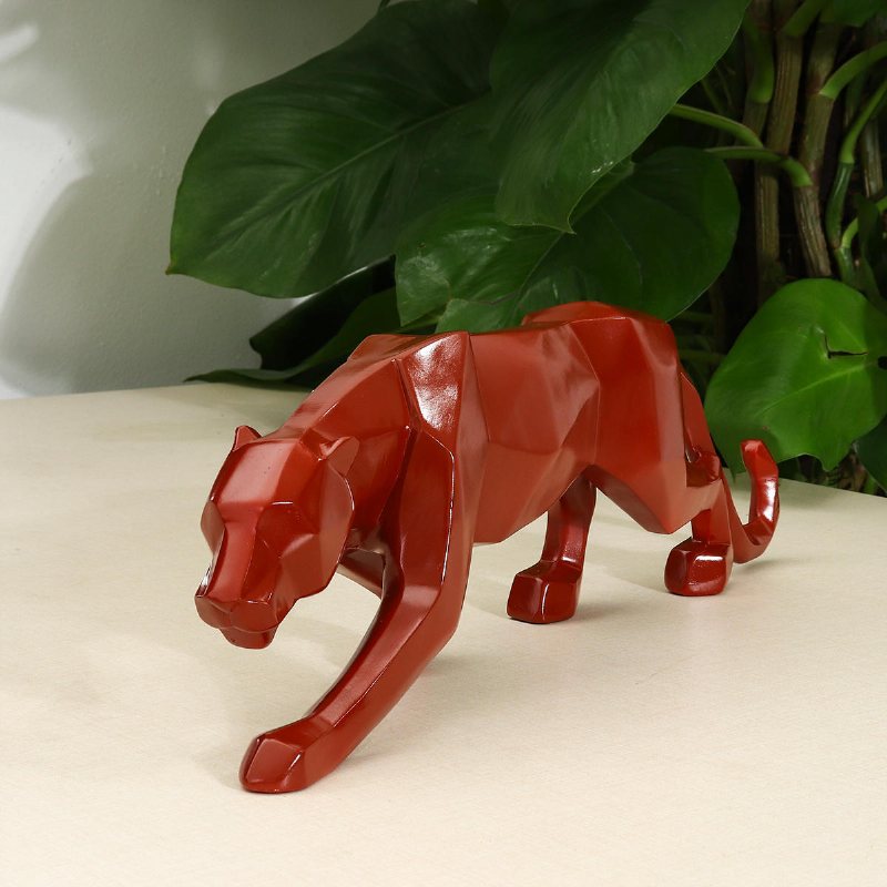 Geometrisk Leopard Konst Skulptur Staty Figur Ornament Resin Panther Hemmakontor Dekorationer