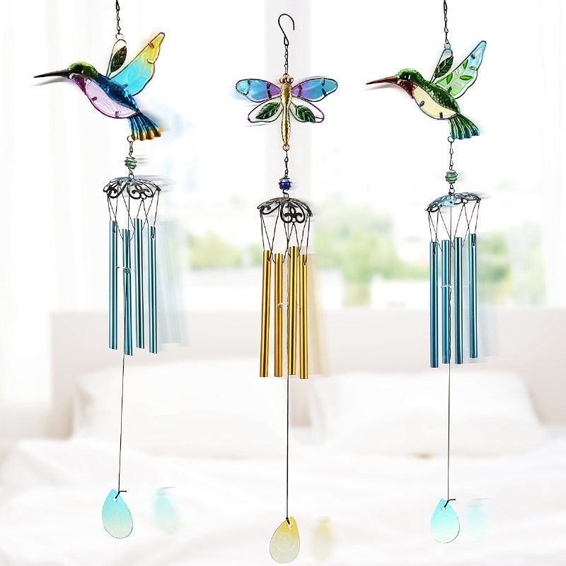 Hummingbird Dragonfly Wind Chimes Klockor Hängande Presenter Drömfångare Hemvägg Bildekoration