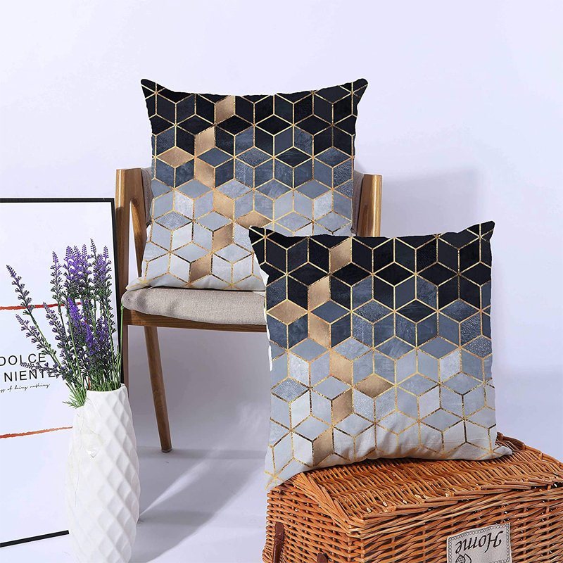 Kuddfodral Geometri Print Mysiga Snäckskal För Bäddsoffa