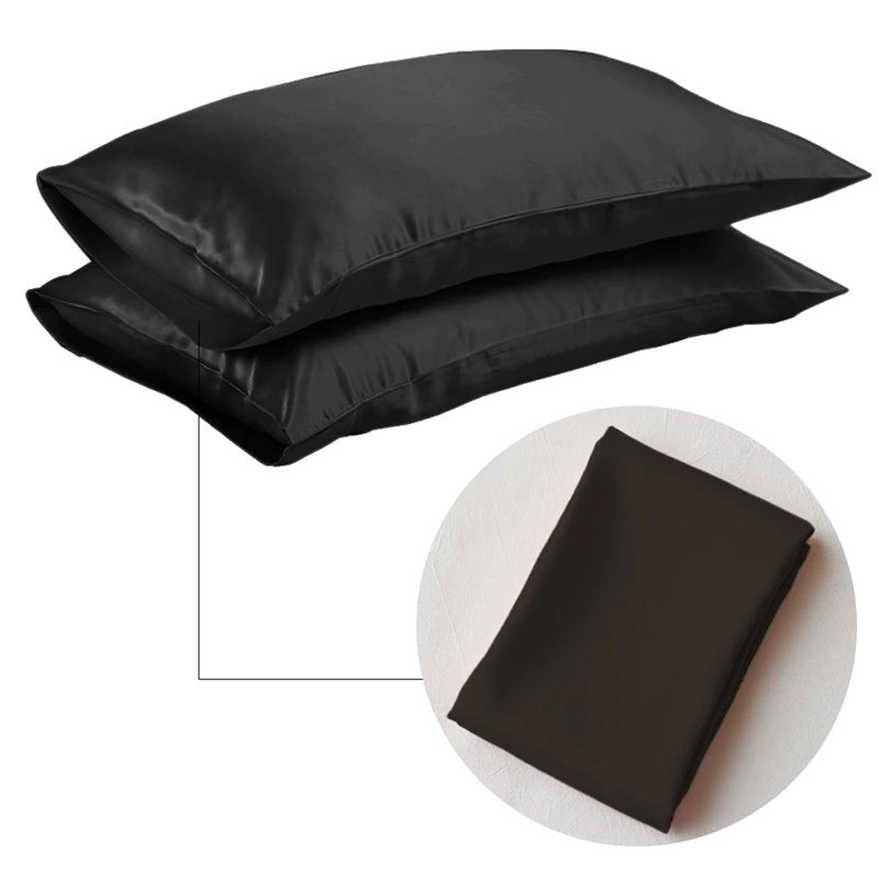 Kuddfodral Queen/kung Siden Satin Sängkläder Slät Hem