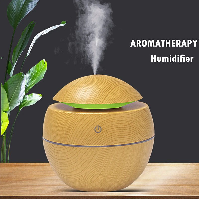 Mini Luftfuktare Usb Aroma Diffuser Träkorn Eterisk Oil Aromaterapi