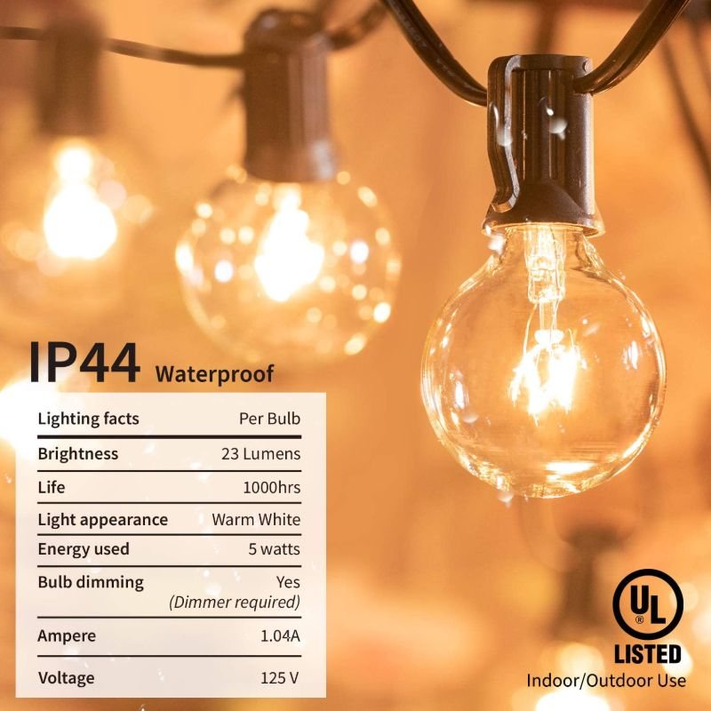 Outdoor Lights String 25 Feet Globe Patio