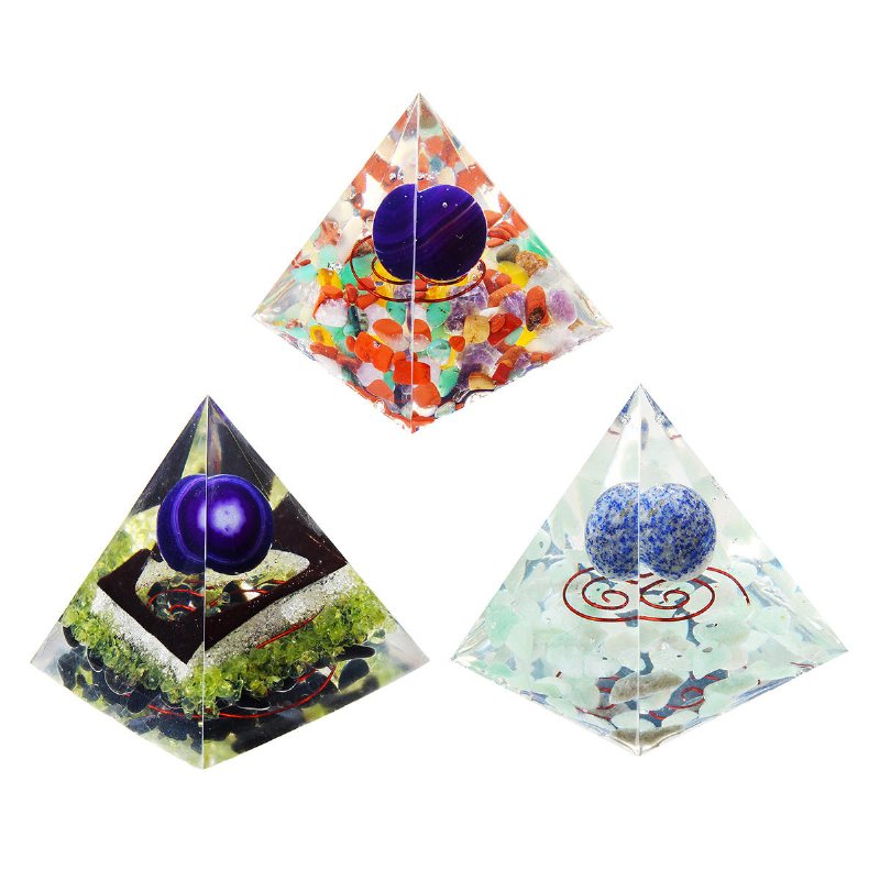 Reiki Charged Emerald Clear Quartz Crystal Orgone Pyramid Kraftfulla Dekorationer