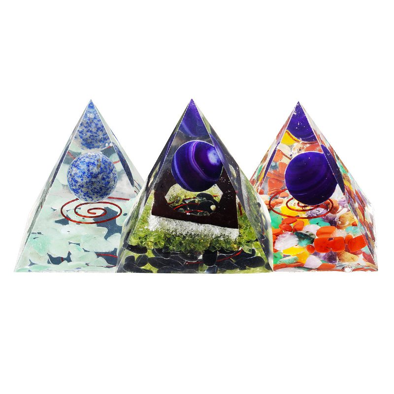 Reiki Charged Emerald Clear Quartz Crystal Orgone Pyramid Kraftfulla Dekorationer