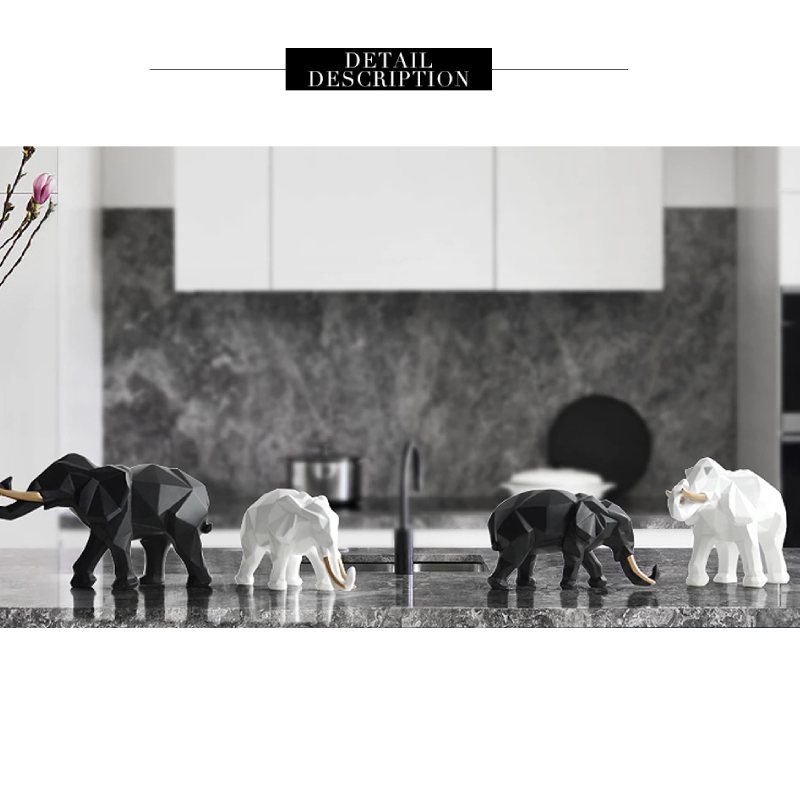 Resin Elephant Figurine 2pcs Set