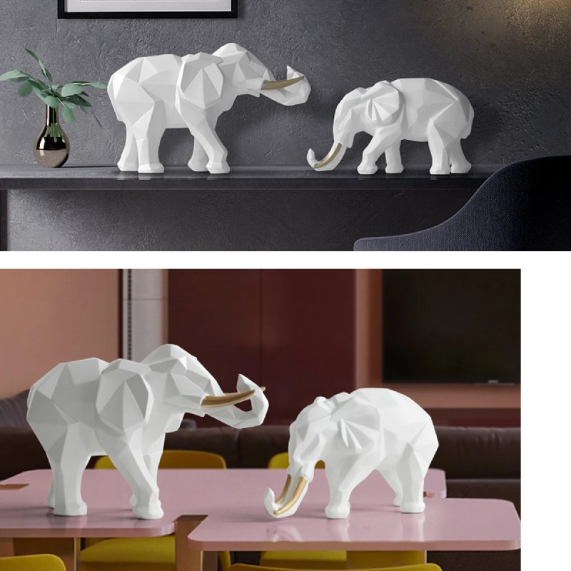 Resin Elephant Figurine 2pcs Set
