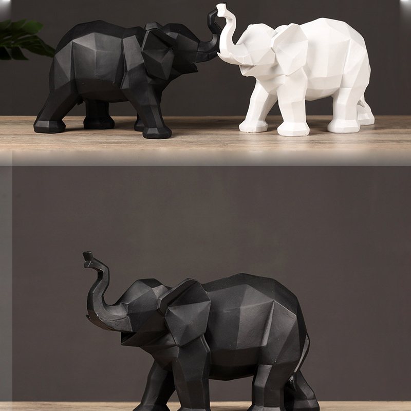 Resin Elephant Figurine 2pcs Set