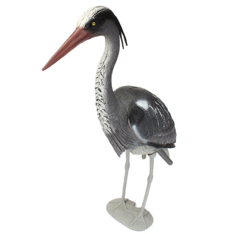 Stor Plast Resin Decoy Heron Trädgårdsdekorationer Fågelskrämmare Fiskdamm Koi-dekorationer