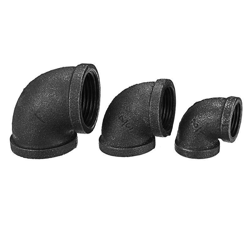 1/2" 3/4" 1" Armbåge 90 Graders Rörkopplingar Formbart Järn Svart Honkontakt