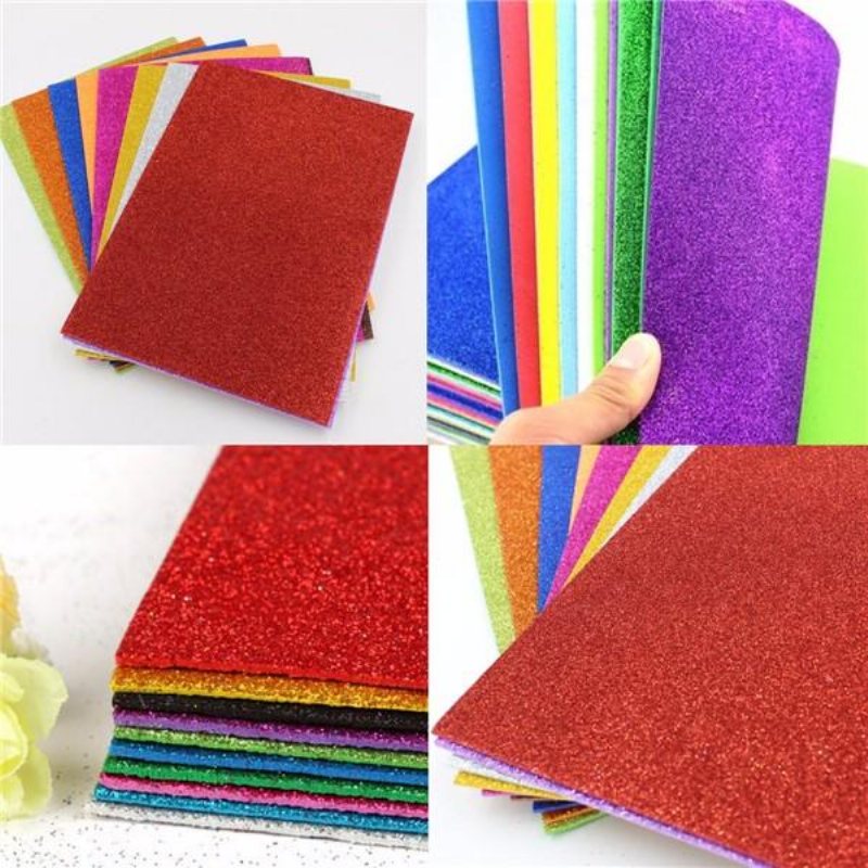 10 St 8x12 Tums Självhäftande Glitterpapperskort I Olika Färger Scrapbooking-hantverk