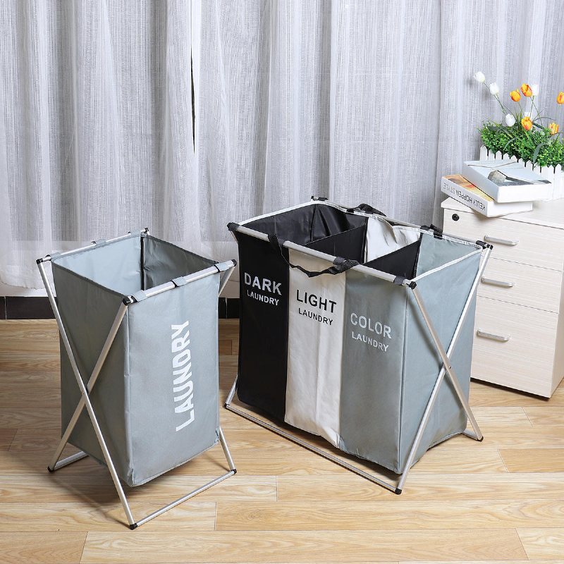 3 Grids Vikbar Kläder Förvaring Korgar Organizer Tvättväska