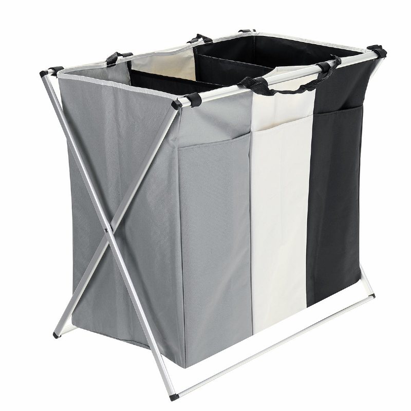 3 Grids Vikbar Kläder Förvaring Korgar Organizer Tvättväska