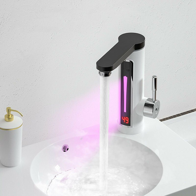 3300w Elektrisk Varmvattenberedare Kran Led Omgivningsljus Temperaturdisplay Omedelbar Uppvärmning