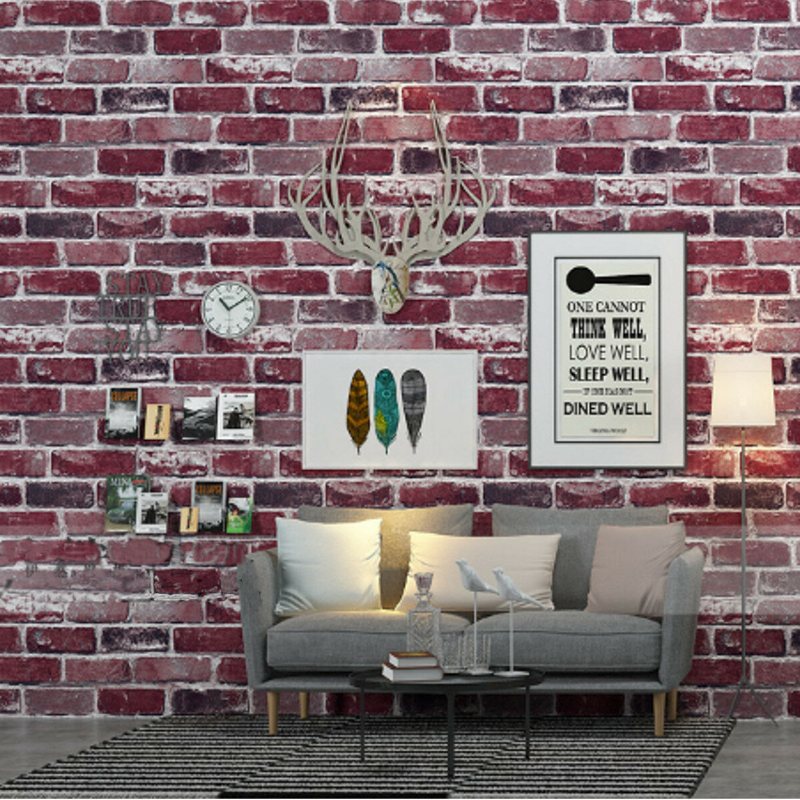 3d Modernt Tegelmönster Non-woven Väggdekal Vintage Stil Vardagsrum Sovrum