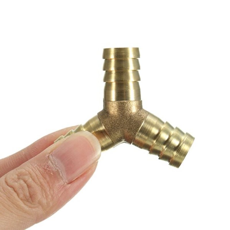 6/10/14 mm Massiv Mässing Y-kontakt 3-vägs Slangfogare Hullingförsedd Y Splitter